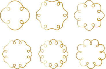 Golden Scallop wavy border frame. Vector line wave edge frame. Doodle retro squiggle decorative edge