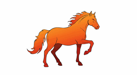 A fiery horse gracefully standing in motion