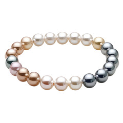 Obraz premium A pearl bracelet featuring a variety of colors including white gold silver and pink on a black background