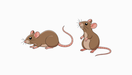 Mouse Duo: Two adorable mice, each in a unique pose, their expressive eyes and slender tails drawing attention against a clean backdrop, creating a delightful study in animal charm.
