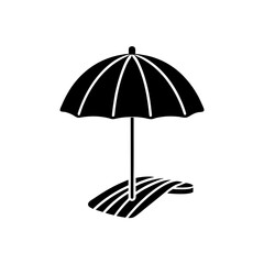 beach umbrella with towel   summer vacation icon  .svg