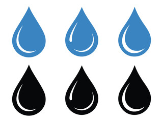 Water drop icon set vector isolated on white background 