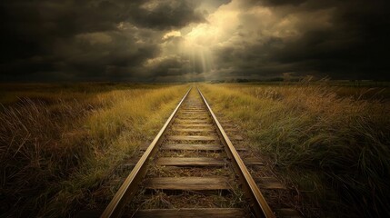 Obraz premium Railroad Tracks to the Light