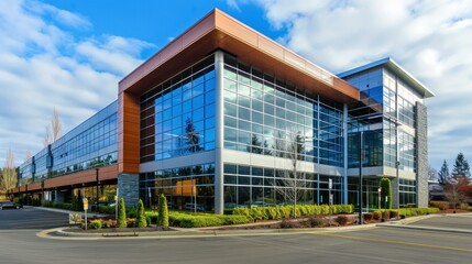 Obraz premium Commercial business building with large windows