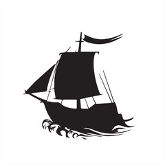 pirate ship silhouette vector illustration