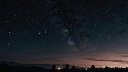 Naklejka premium Starry night sky, milky way, twilight