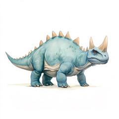 A vibrant dinosaur illustration in a dynamic fantasy landscape.