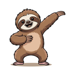 cute cheerful playful sloth vector illustration