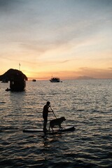 fishing boat at sunset