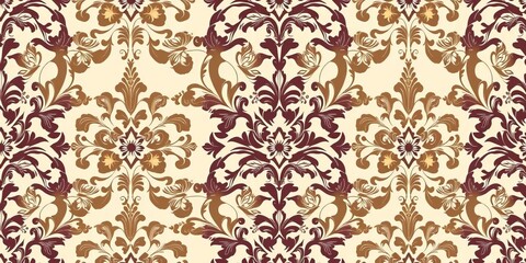 Fototapeta premium Intricate, elegant damask vector pattern with ornate floral details; perfect for seamless wallpaper , vintage, paisley