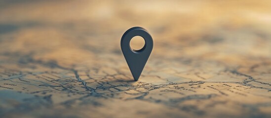 Location marker pin on vintage world map background.