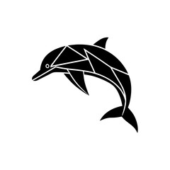 Naklejka premium geometric dolphin in jump pose marine life 