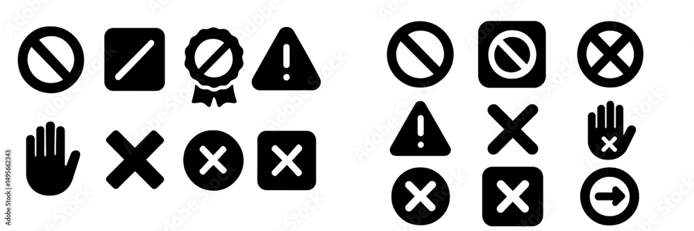 Poster Sign symbols and icons representing warnings, prohibitions, and caution in a clear layout suitable for various uses