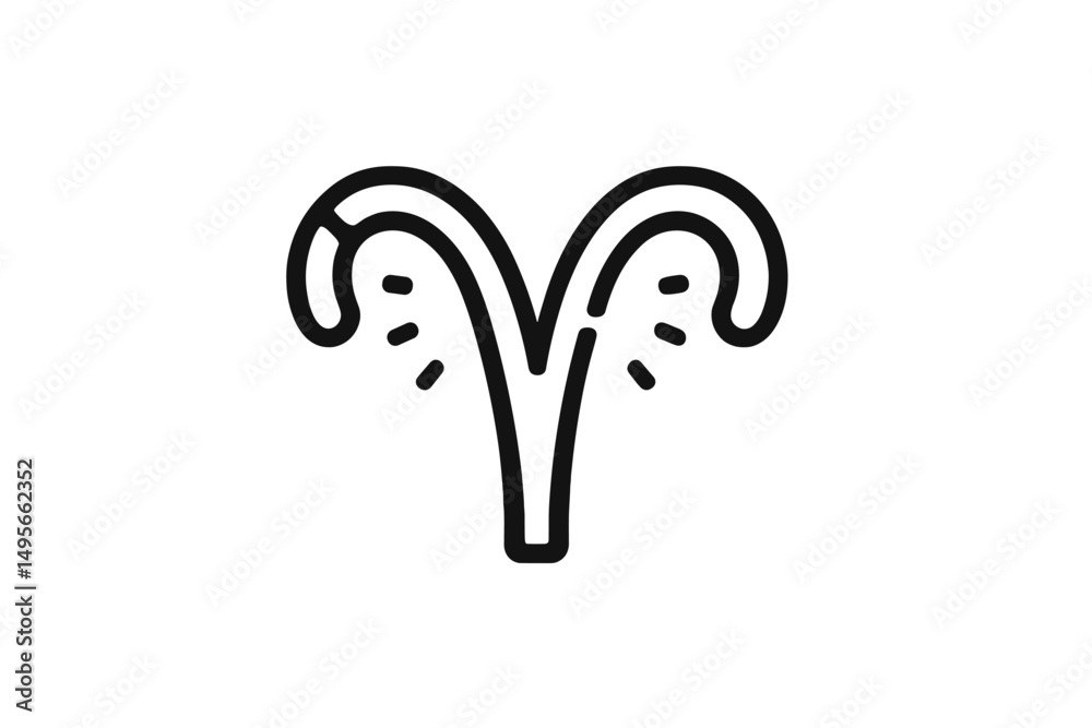 Poster Symbol representing Aries zodiac sign with bold lines and minimalistic design, ideal for astrology enthusiasts and art lovers