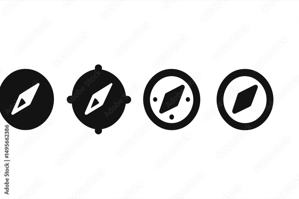 Leinwandbilder various black compass icons showing different designs and styles perfect for navigation-related proj