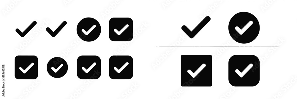 Poster diverse selection of check mark designs for digital user interface applications