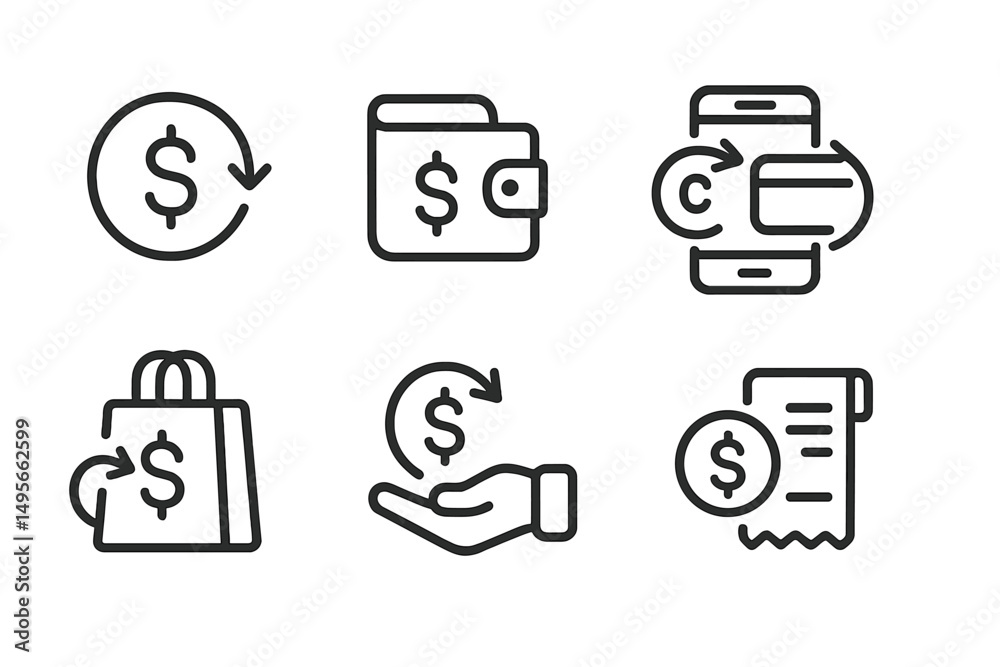 Aufkleber digital finance icons representing online transactions and payment methods in modern commerce