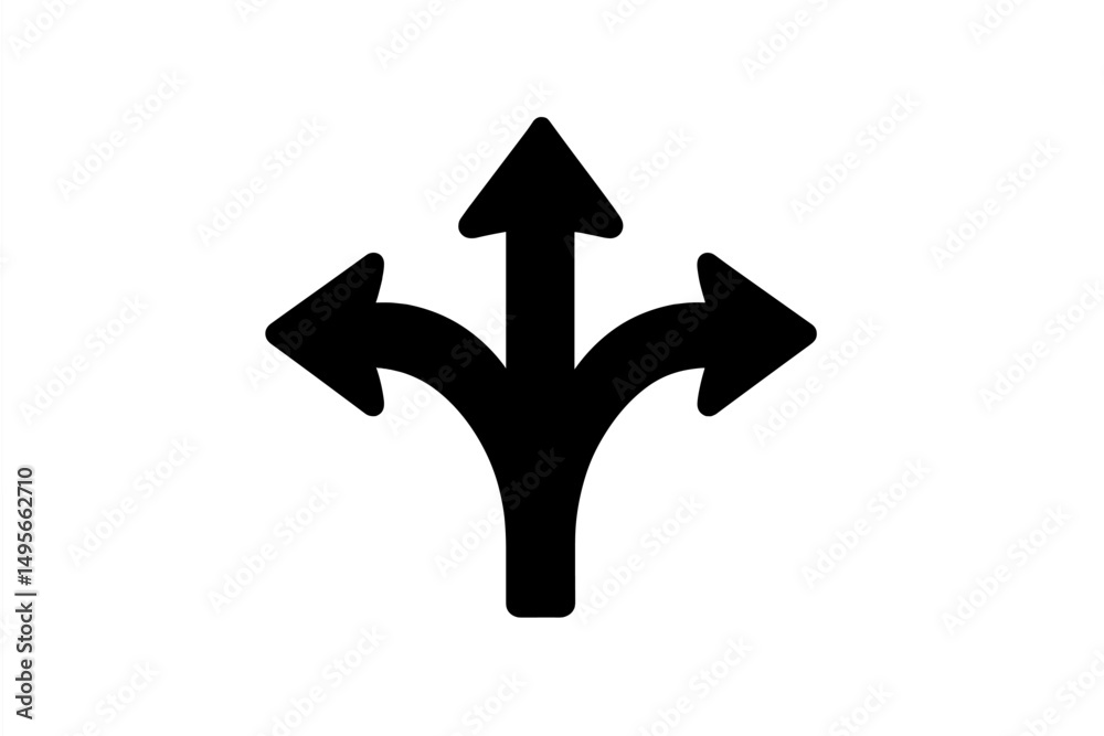 Aufkleber Sign showing multiple directions with arrows pointing left, right, and upwards indicating choices or paths to take in a decision-making scenario