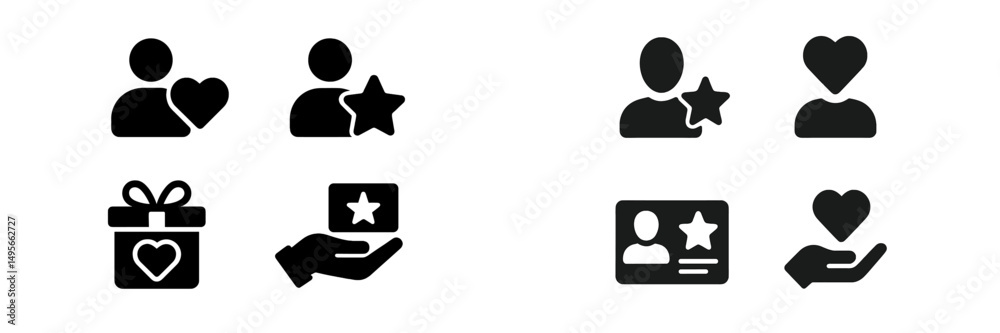 Aufkleber Symbols representing affection and appreciation in a minimalistic design displayed on a simple white background
