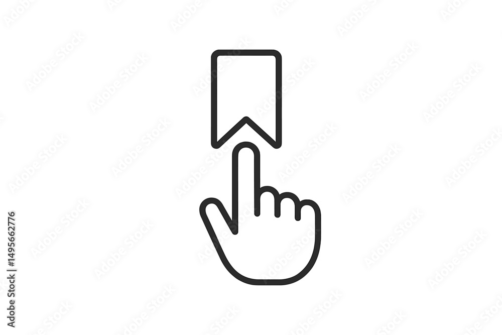 Leinwandbilder Finger pointing at bookmark icon on a digital interface for easy navigation and saving content