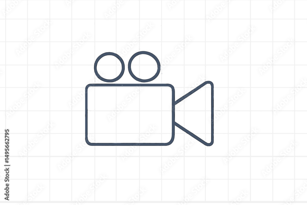 Poster visual representation of a video camera with simple lines on a grid background