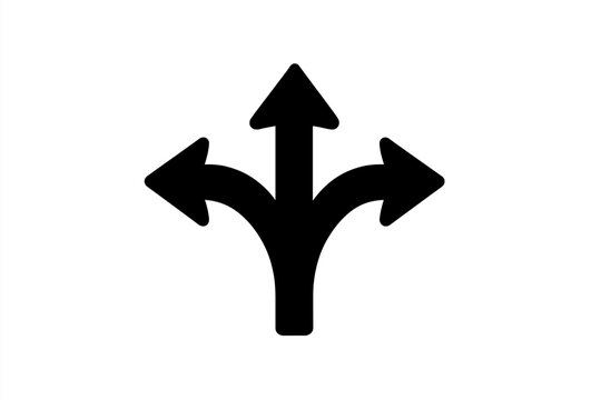 Sign showing multiple directions with arrows pointing left, right, and upwards indicating choices or paths to take in a decision-making scenario