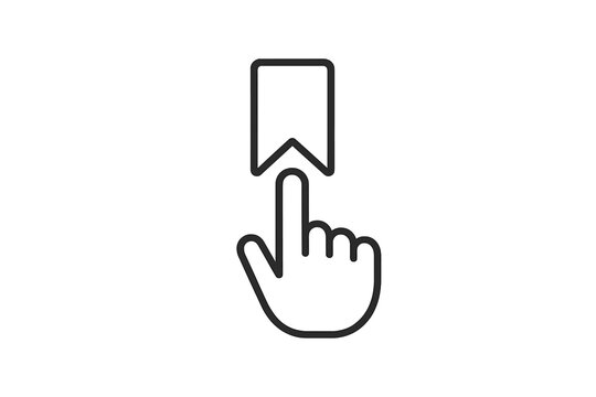 Finger pointing at bookmark icon on a digital interface for easy navigation and saving content