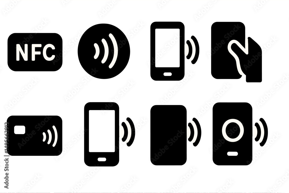 Leinwandbilder different types of nfc payment symbols displayed in a clear layout showing various interactions and 