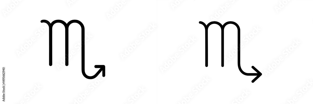 Poster scorpio zodiac signs represented in two minimalist designs on a plain background