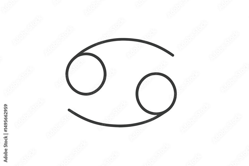 Poster Symbol of the astrological sign Cancer with simple lines and circles against a clean background