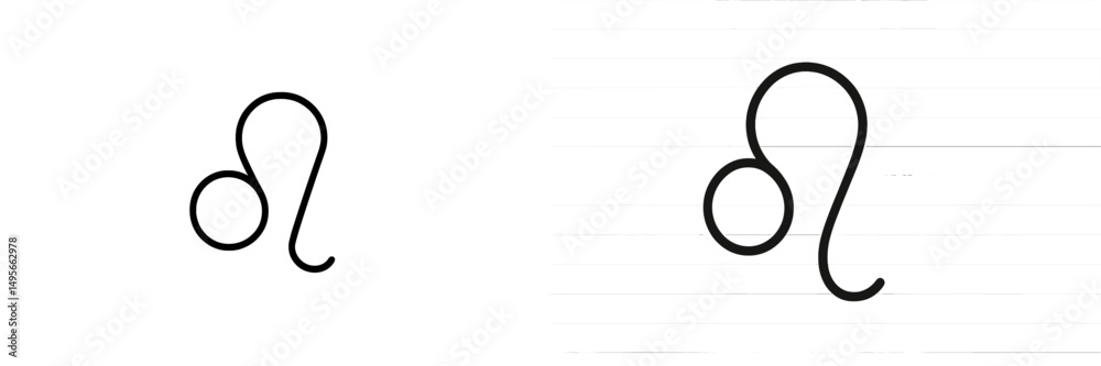 Poster Symbol for Leo zodiac sign illustrated in a minimalistic style on a plain background aimed at enhancing understanding of astrological symbols