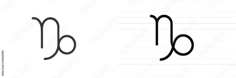 Poster stylized logo design featuring a minimalistic representation of the capricorn zodiac sign with elega