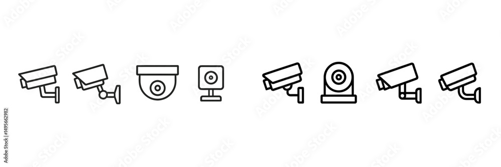 Poster Different types of security cameras displayed together showcasing various designs and functionalities