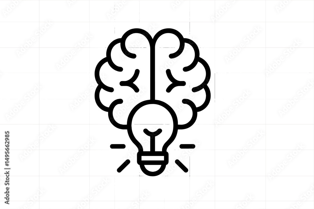 Poster brain and light bulb symbolizing creativity and ideas in modern design concept