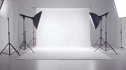 Clean and Sophisticated White and Gray Studio Background 