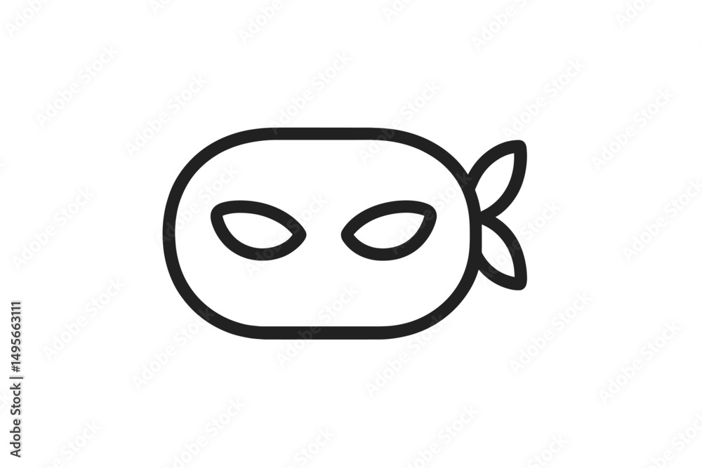 Aufkleber Cartoon ninja character with simplified features and symmetrical design in black and white format