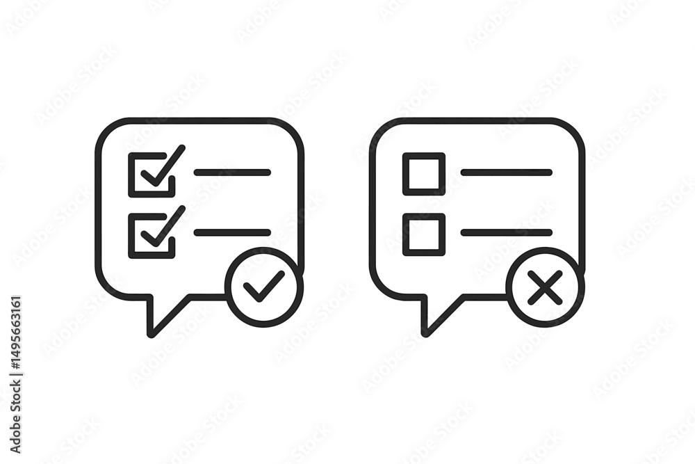 Poster checklist and task status icons illustrating completion and pending items in a clear, concise design