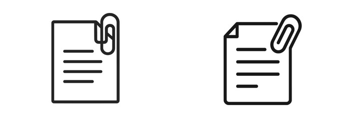 Modern styled icons representing documents with paper clips on a clean background suitable for digital design and web use