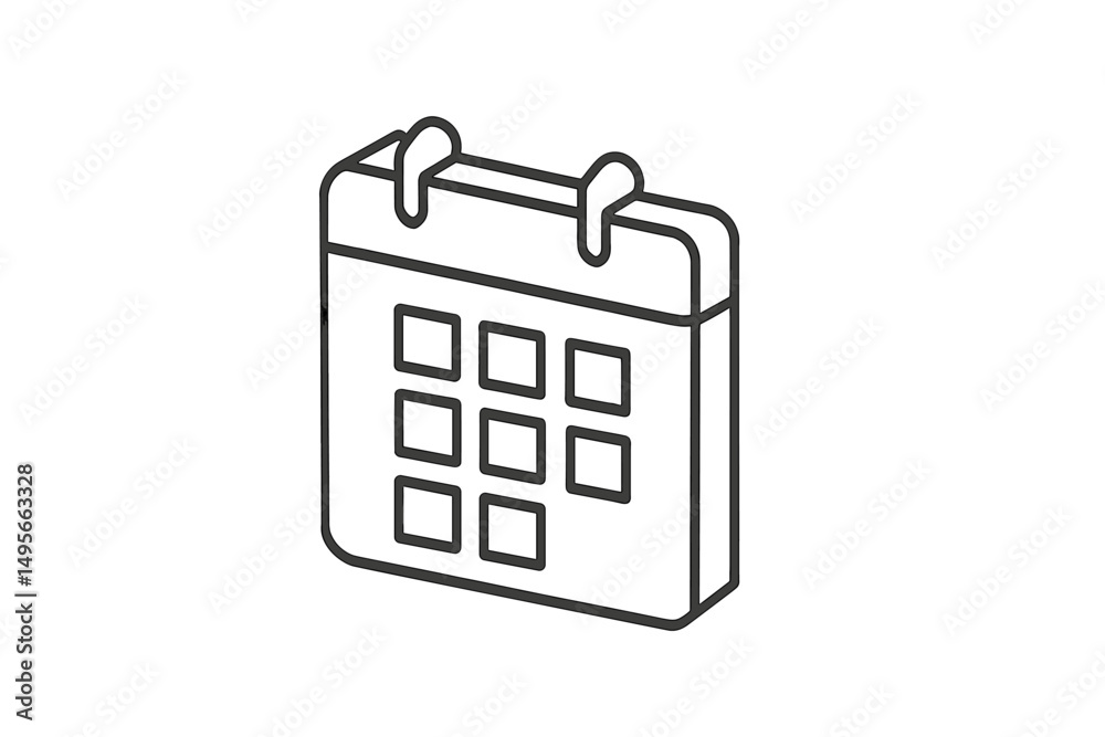 Fototapete Calendar icon representing scheduling and time management in a minimalistic design