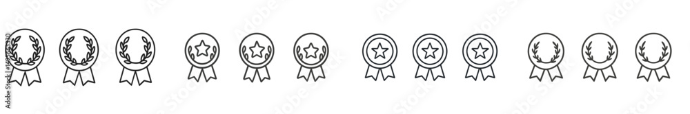 Poster Decorative awards arranged in a row showcasing various designs for recognition and achievement displayed on a simple background