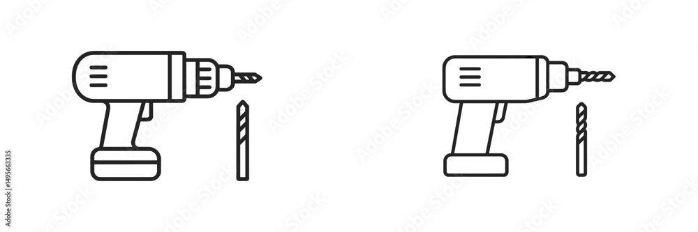 Poster drill and drill bits displayed together for diy project preparation at a home workshop in the aftern