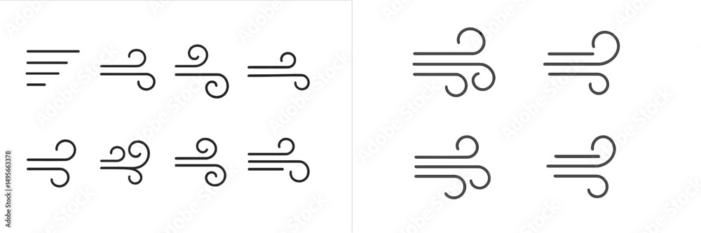 Leinwandbilder unique designs depicting wind flow with varying styles and patterns illustrating motion and breezine