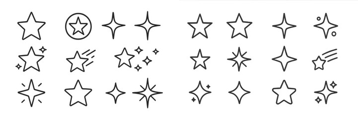 Obraz premium Decorative hand-drawn stars and sparkles on white background for design purposes