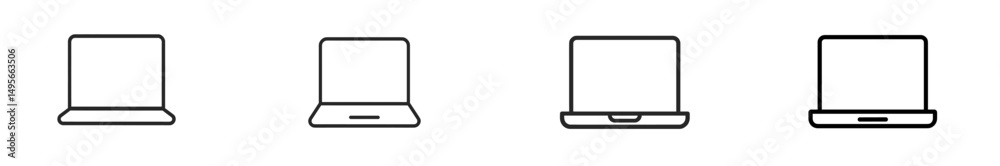 Poster outline sketches of different laptop designs showcased on a clean, white background during a design 