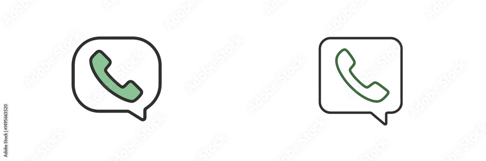 Poster telephone icons in green and black showcase modern communication symbols in a minimalist design styl
