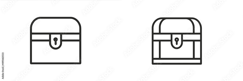 Aufkleber simple line art depicting two treasure chests, highlighting different perspectives and details of de