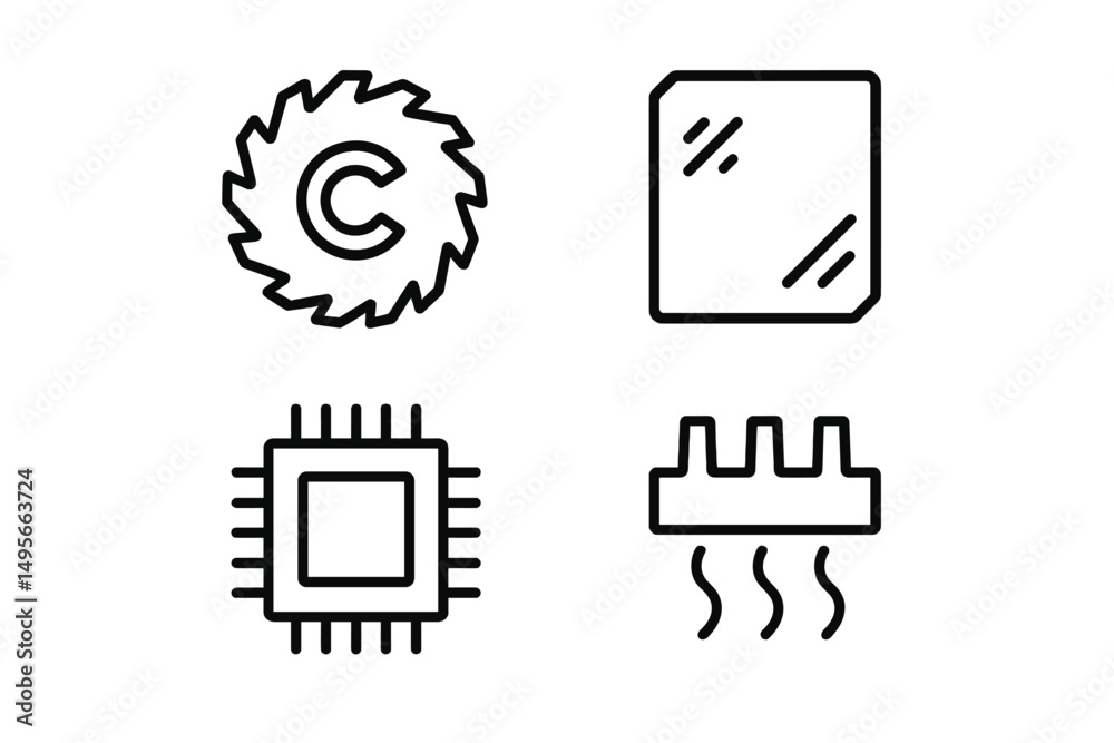 Leinwandbilder various icons representing tools and components related to technology and manufacturing in a simple 