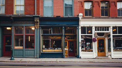 Commercial building exterior with storefronts