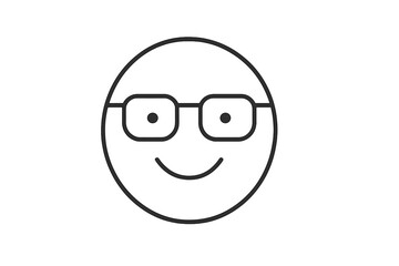 Obraz premium Cartoon character with glasses smiling in a simple line art design suitable for friendly themes and casual contexts