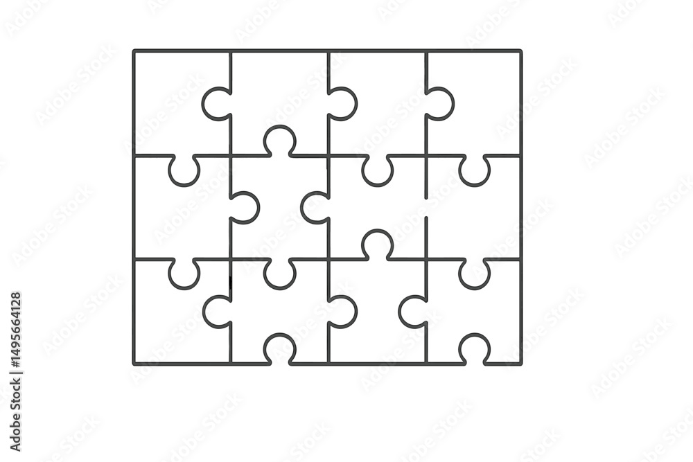 Aufkleber Jigsaw puzzle outline ready for assembly in a simple design for puzzle enthusiasts and creatives